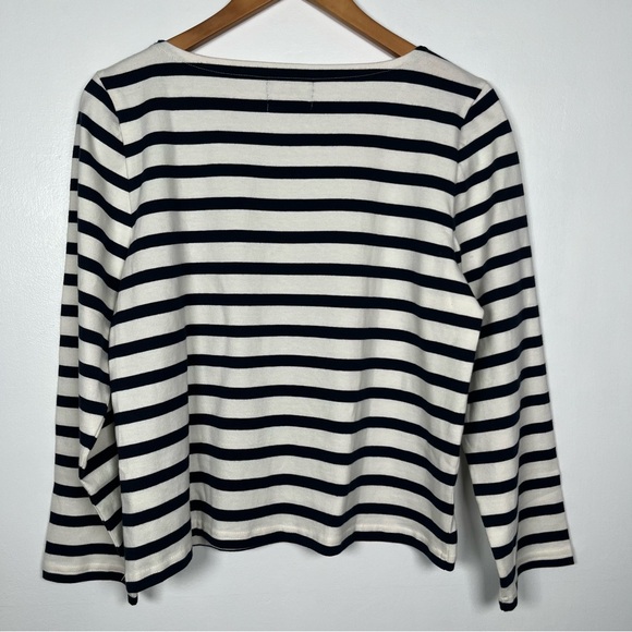 J.Crew Size M Classic mariner cloth boatneck T-shirt in stripe Ivory Navy - Picture 5 of 9